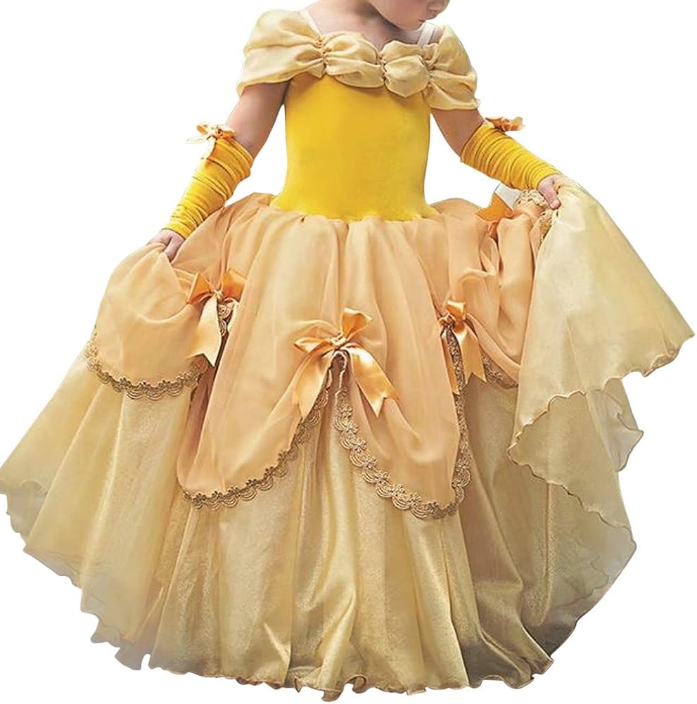 Vestiti Carnevale Bambini Costumi Bambina Principessa Belle Vestito Carnevale Lunga Manica Festa
